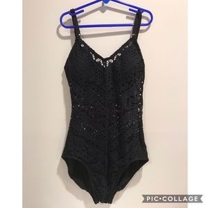 Robin Piccone Black Crochet Swimsuit Size 4
